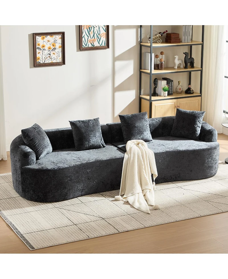 Streamdale Furniture Curved Loveseat with 3 Pillows, Deep Seat Couch for Apartment