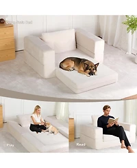 Streamdale Furniture Compression Human Dog Sofa Bed, Modern Floor Couch w/Pillow