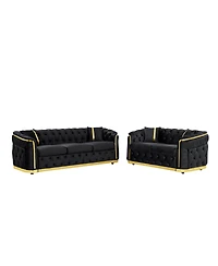 Streamdale Furniture Velvet Chesterfield Couch Set: 84.6" Sofa, 62.6" Loveseat