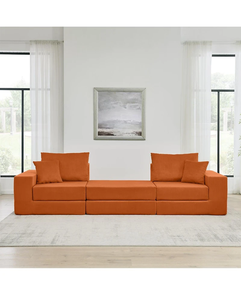 Streamdale Furniture Modular Cloud Sectional Couch, Modern L-Shaped Sofa with Ottoman