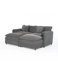 Streamdale Furniture Deep Seat Sectional Cloud Sofa with 2 Ottomans & Pillows
