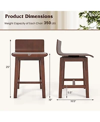 Gymax Swivel Dining Chair Set of 4 Farmhouse Wooden Kitchen Chairs Armless Side Chairs