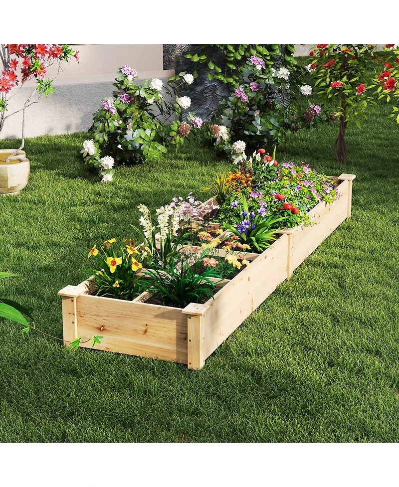 Gymax Raised Garden Bed Wooden Elevated Planter w/2 Planter Boxes 7 Compartments
