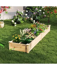 Gymax Raised Garden Bed Wooden Elevated Planter w/2 Planter Boxes 7 Compartments