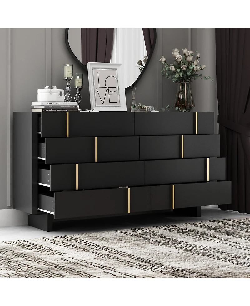 Homsee 71" Dresser with 8 Large Drawers, Bedroom Chest