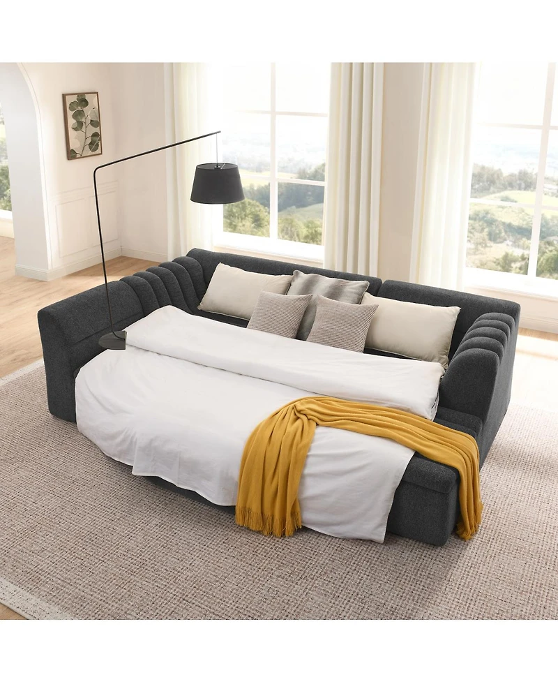 Streamdale Furniture 135" U-Shaped Modular Sectional Sofa with Chaise & Movable Ottoman