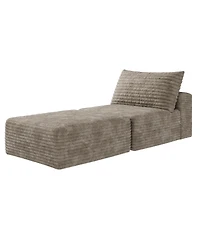 Streamdale Furniture Camel Plush Corduroy Sofa Bed, Convertible Sleeper Chair with Pillow