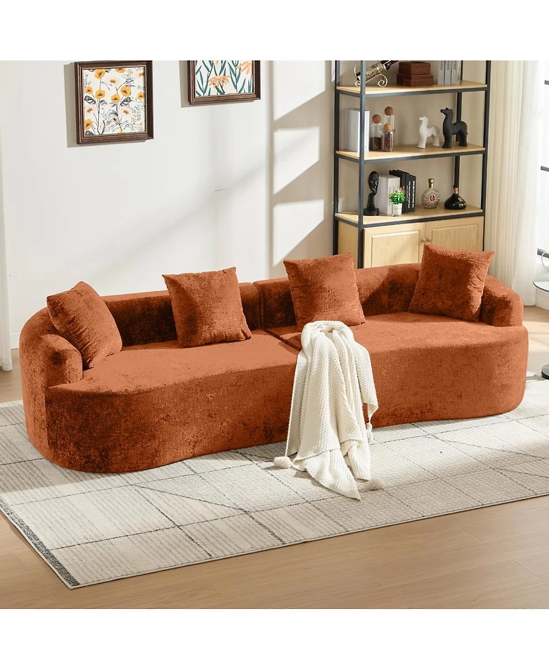 Streamdale Furniture Curved Loveseat with 3 Pillows, Deep Seat Couch for Apartment