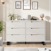 gaomon 6-Drawer Bedroom Dresser, 47.2" Wide Freestanding Wooden Storage Chest for Living Room & Entryway