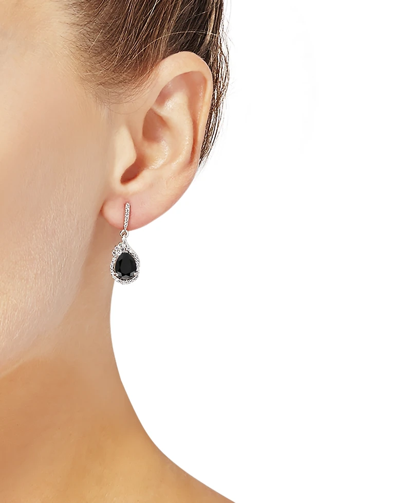 Macy's Onyx and White Topaz (5/8 ct. t.w.) Drop Earrings in Sterling Silver