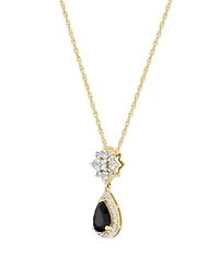 Macy's Onyx & White Topaz (3/8 ct. t.w.) Pendant Necklace in 14k Yellow Gold Over Sterling Silver