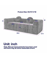 Streamdale Furniture Modern Boneless Couch with Two Circular Throw Pillows, Checkered Design