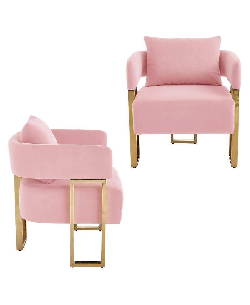 Streamdale Furniture Modern decorative chair with gold legs, velvet fleece upholstered, 2PCS