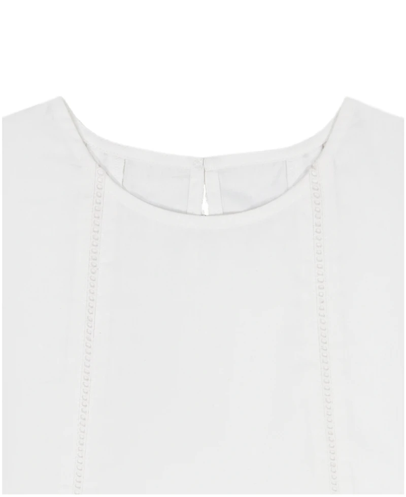 Calvin Klein Girls' 8-16 Poplin Short-Sleeve Flutter Top