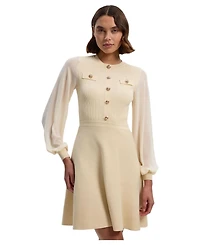 Karen Millen Women's Chiffon Sleeve Mini Knit Dress