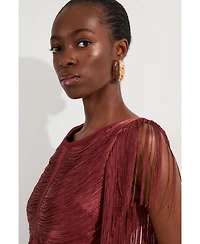 Karen Millen Women's Draped Fringe Knitted Top