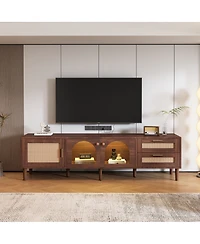Streamdale Furniture 70" Tv Stand for TVs up to 80", Entertainment Center with Led Lights & Storage