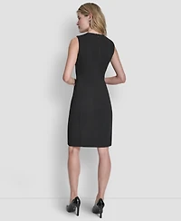 Dkny Women's Sleeveless Zipper Front Crewneck Sheath Dress