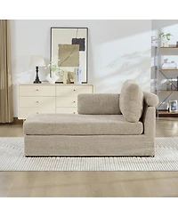 Streamdale Taupe Wide Modular Sofa Bed with Chenille Fabric and Metal Legs