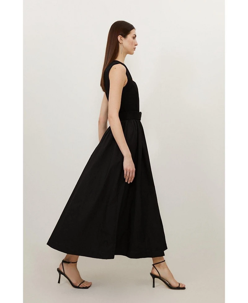 Karen Millen Women's Square Neck Belted Maxi Dress