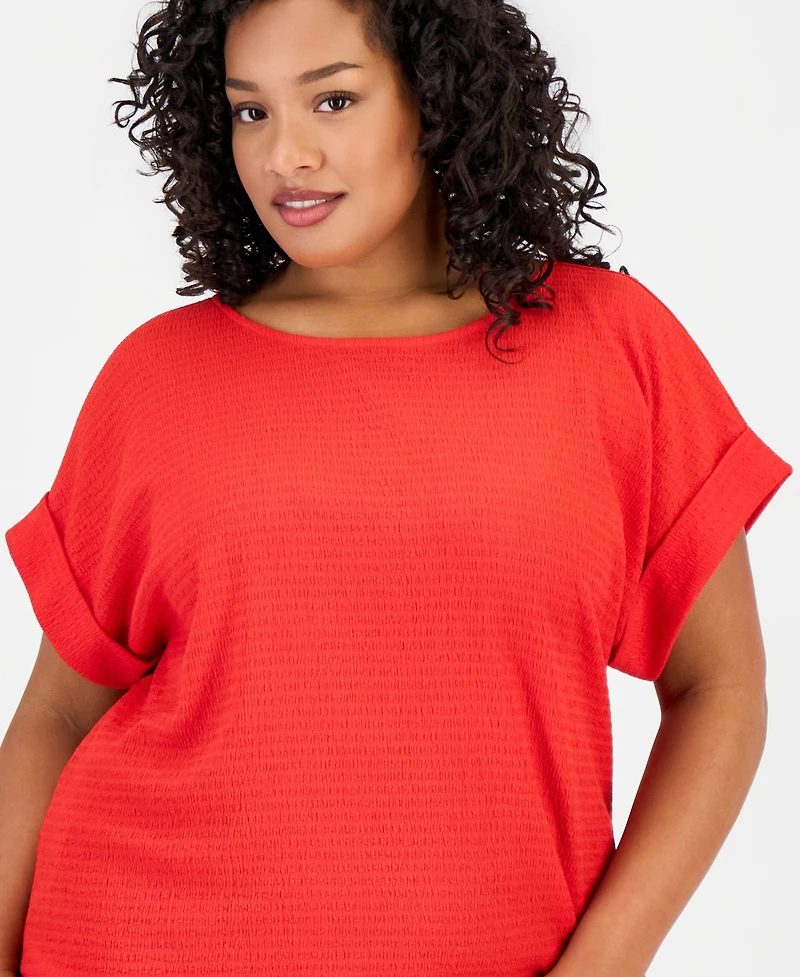 Jones New York Plus Dolman-Sleeve Tie-Hem Top
