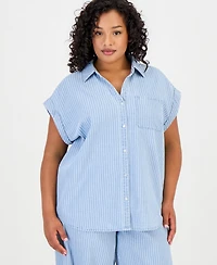 Jones New York Plus Cuffed Sleeve Shirt