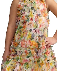 Mac Duggal Big Girls Mesh Floral Print A-Line Dress