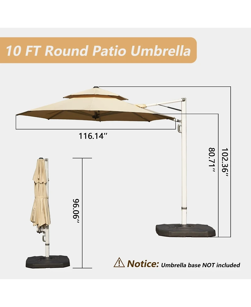 Mondawe Round Cantilever Umbrella with Center Pole