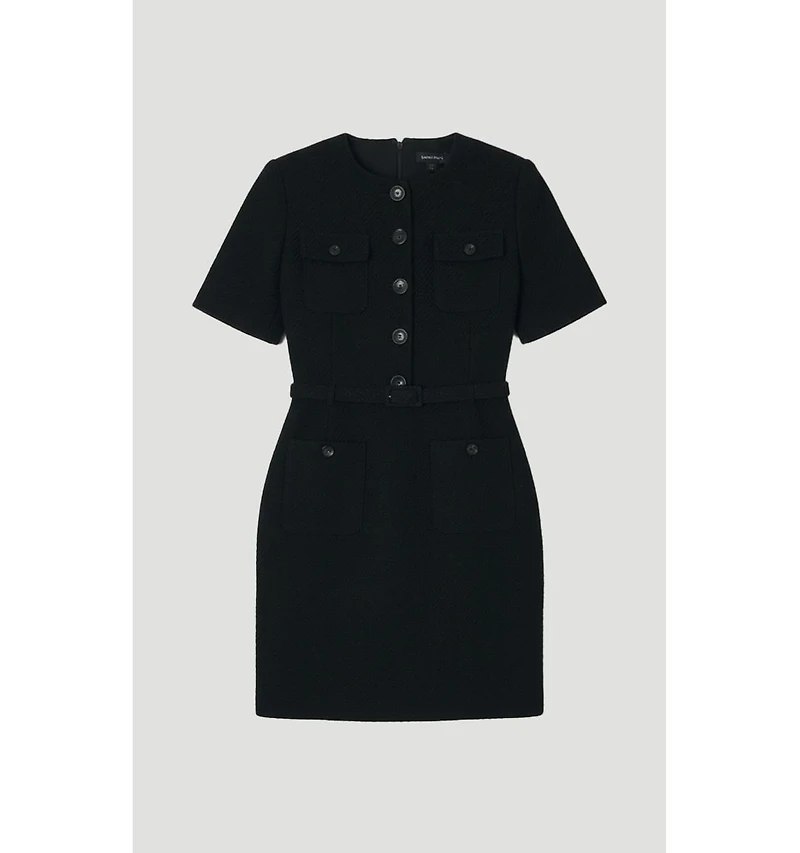 Karen Millen Women's Tweed Belted Mini Dress
