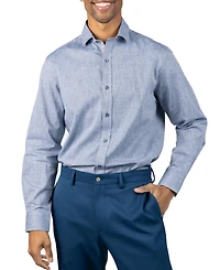 Tailorbyrd Men's Yarn Dyed Melange Linen Long Sleeve Shirt