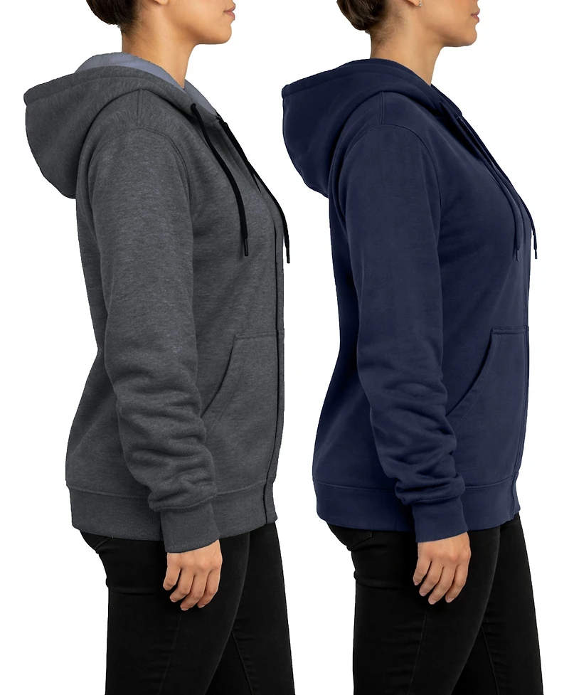 Blue Ice Women's Galaxy By Harvic Loose Fit Super Heavyweight Fleece Lined Full-Zip Hoodie-2 Pack