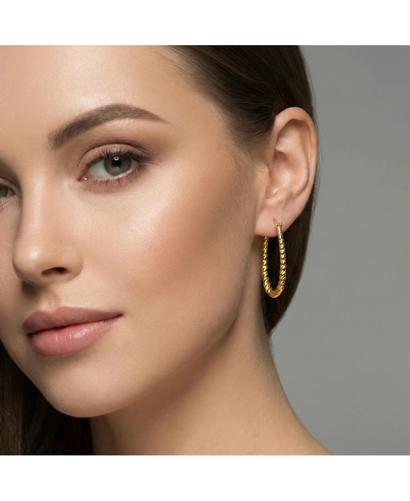 14K Gold Plated "U" Large Hoop Earrings