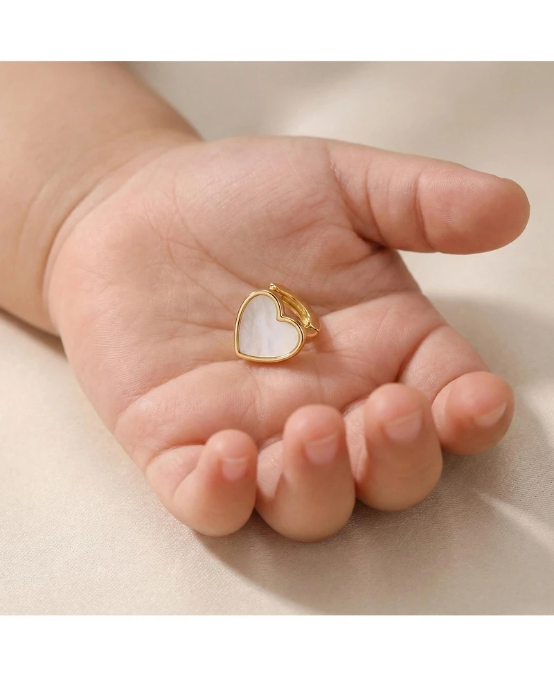GiGiGirl Adorable Kids 14k Gold Plated Mother of Pearl Heart Earrings