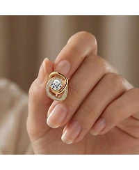 14k Gold Plated Cubic Zirconia Double Love Knot Stud Earrings