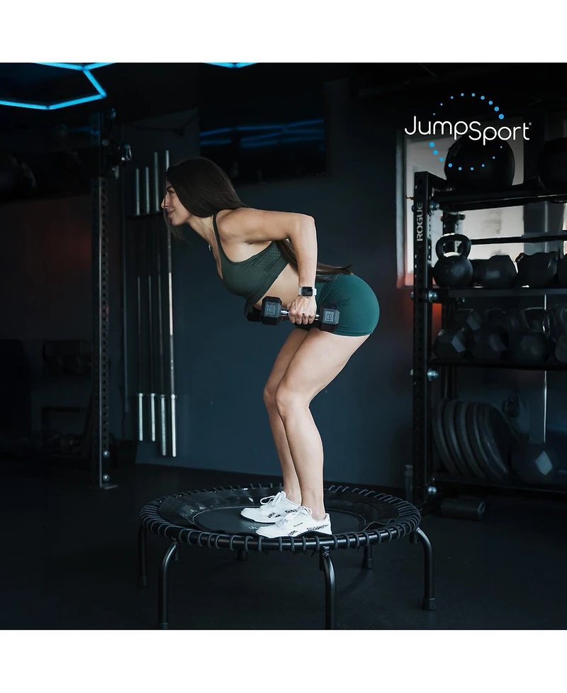 JumpSport 350 Indoor Lightweight 39" Fitness Trampoline, Black with White Frame