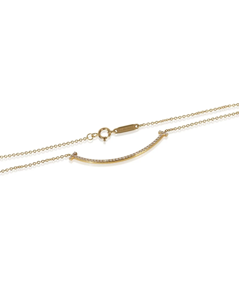 Pre-Owned Tiffany & Co Yellow Gold Diamond Small Model Tiffany T Necklace
