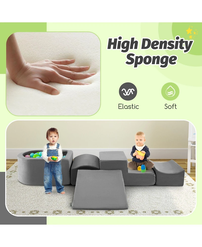 Mecale 5-Piece Climb and Crawl Playset with Ball Pit for Active Play