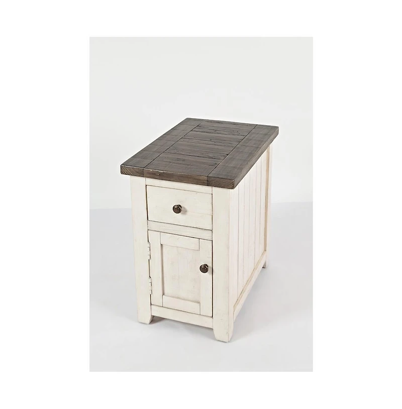Jofran Madison County Rustic Pine Farmhouse Chairside Table
