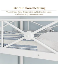 gaomon Metal Loft Bed Twin Size, Modern Heavy Duty Loftbeds with Safety Guard Rails & Space-Saving Design, Steel Beds for School, Bedroom