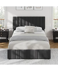 gaomon Queen Upholstered Bed Frame 4 Drawers Adjustable Headboard Wood Slats No Box Spring