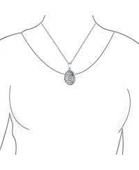 Bling Jewelry Embossed Floral Sunflower Photo Oval Locket Necklace Pendant Sterling Silver