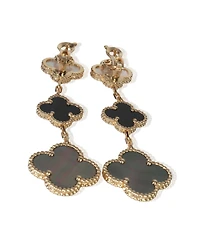 Pre-Owned Van Cleef & Arpels Yellow Gold Mother Of Pearl and Onyx Magic Alhambra Earrings