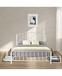 gaomon Full Metal Bed Frame With Headboard and Footboard 4 Storage Drawers No Box Spring Space Saving