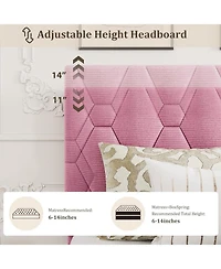 gaomon King Bed Frame Adjustable Headboard Upholstered Platform Wood Slats No Box Spring Easy Assembly