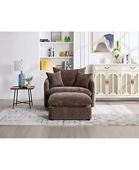 Streamdale Furniture Oversized Swivel Accent Chair with Ottoman & Pillows