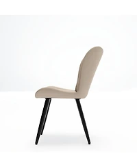 Streamdale Furniture Set of 2 Modern Pu Leather Dining Chairs with Thick Cushions & Metal Legs