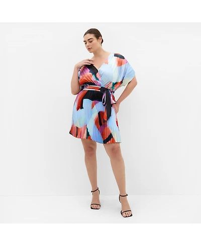 City Chic Women's Hailey Aspect Print Pleat Mini Dress