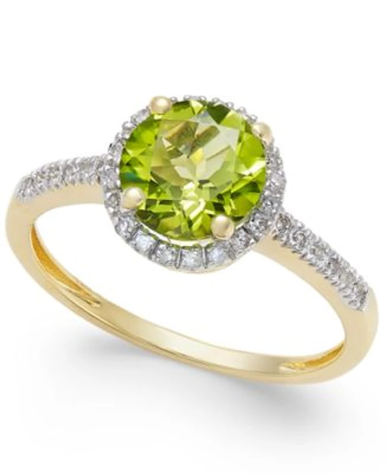 Semiprecious Ring Collection With Diamond Halo Accents In 14k White Yellow Or Rose Gold