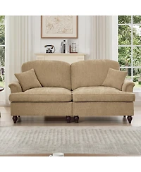 Streamdale Mid Century Chenille Loveseat Sofa with Flared Arms & Spindle Legs - Light Coffee
