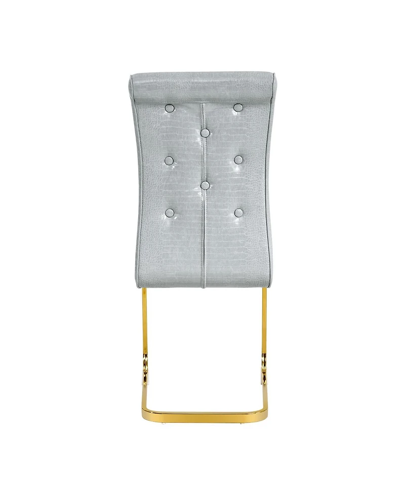 Streamdale Furniture Set of 4 Retro Alligator Upholstered Dining Chairs with Crystal Buckle & Faux Leather